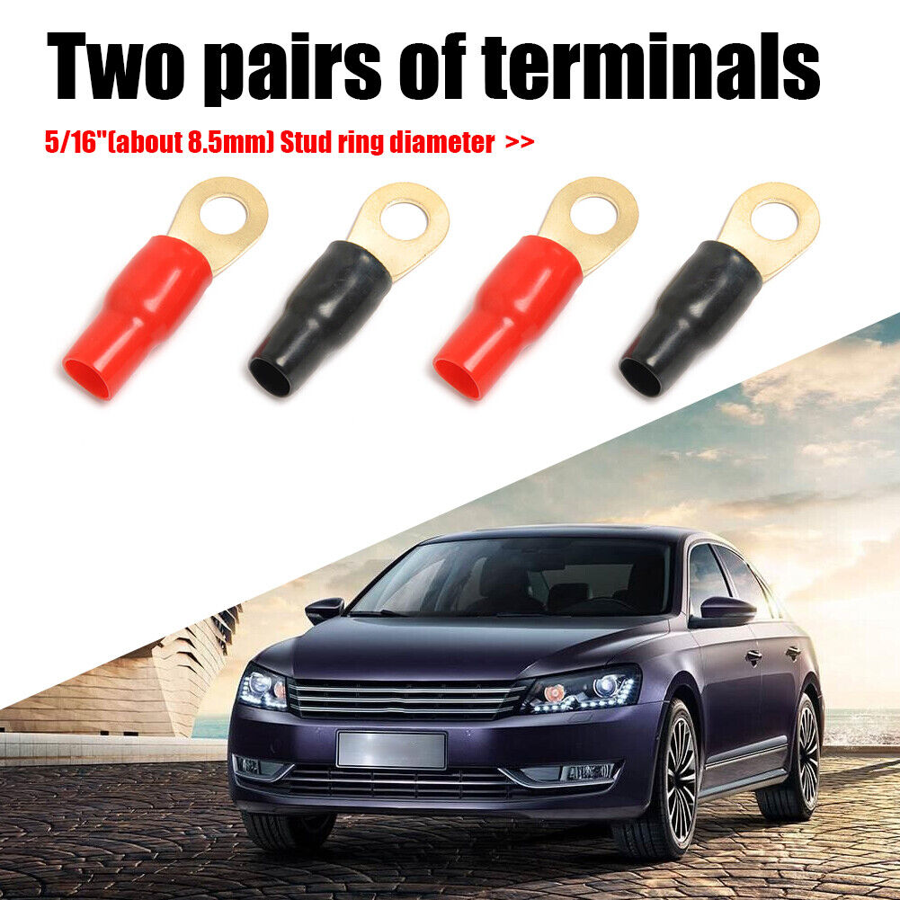 2 Pairs Car 4GA Speaker Electrical Wire Connectors Set Spade Crimp Terminal