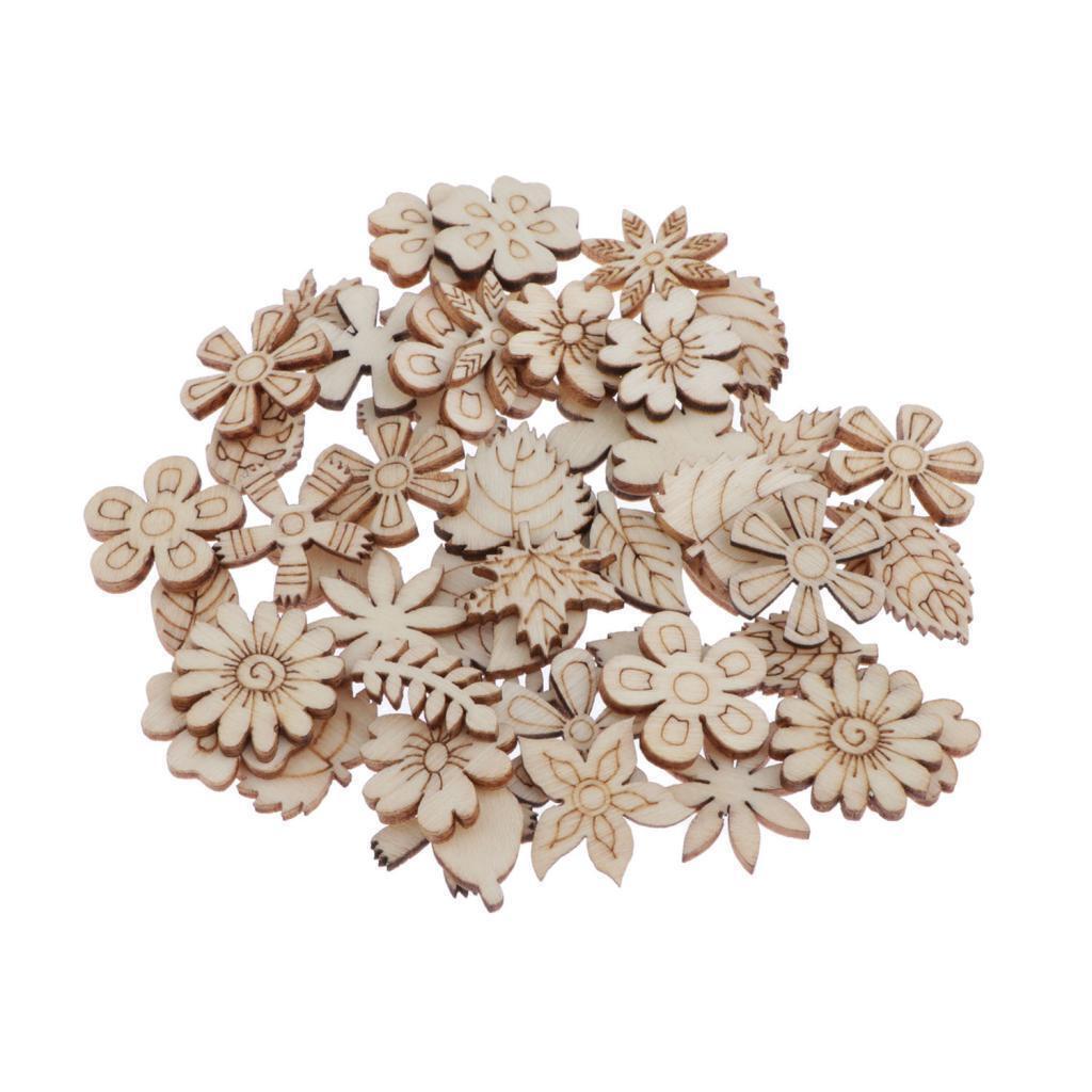 50 Pieces Unfinished Wooden Chips Pendants Ornaments DIY Home Decoration