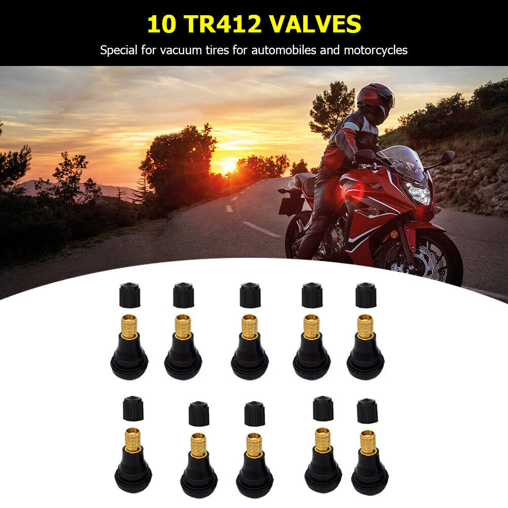 10pcs TR412 Tubeless Tire Valves Snap-in Valve Stems for Car Motorcycle