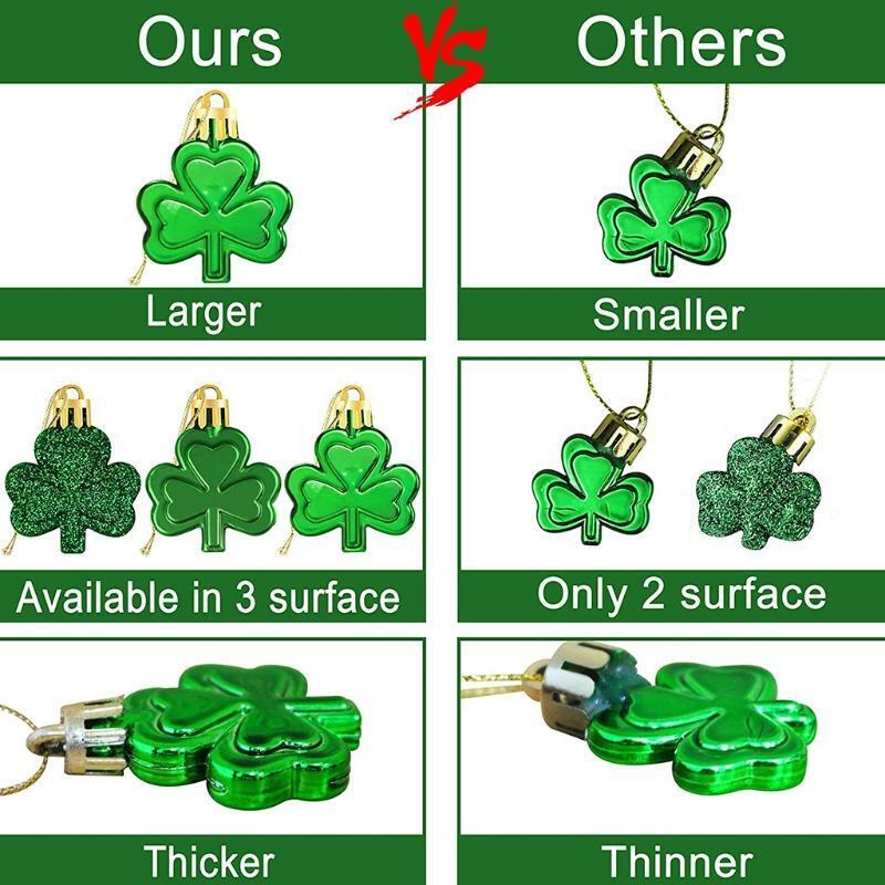 Saint Patrick's Day Ornament Lucky Clover Pendants 36 Pcs DIY Supplies