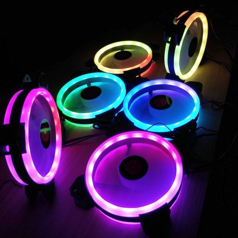 LED RGB Computer Cooling Fan 120mm Remote Control  PC Gaming Case Silent Cooler