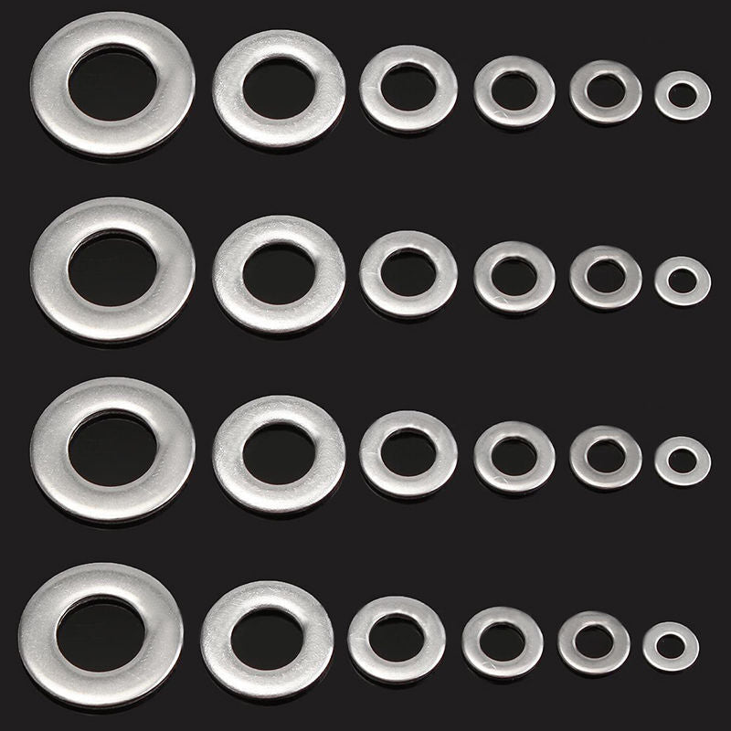 105x M3 M4 M5 M6 M8 M10 Stainles Steel Washer Metric Flat Screw Repair Kit Tool