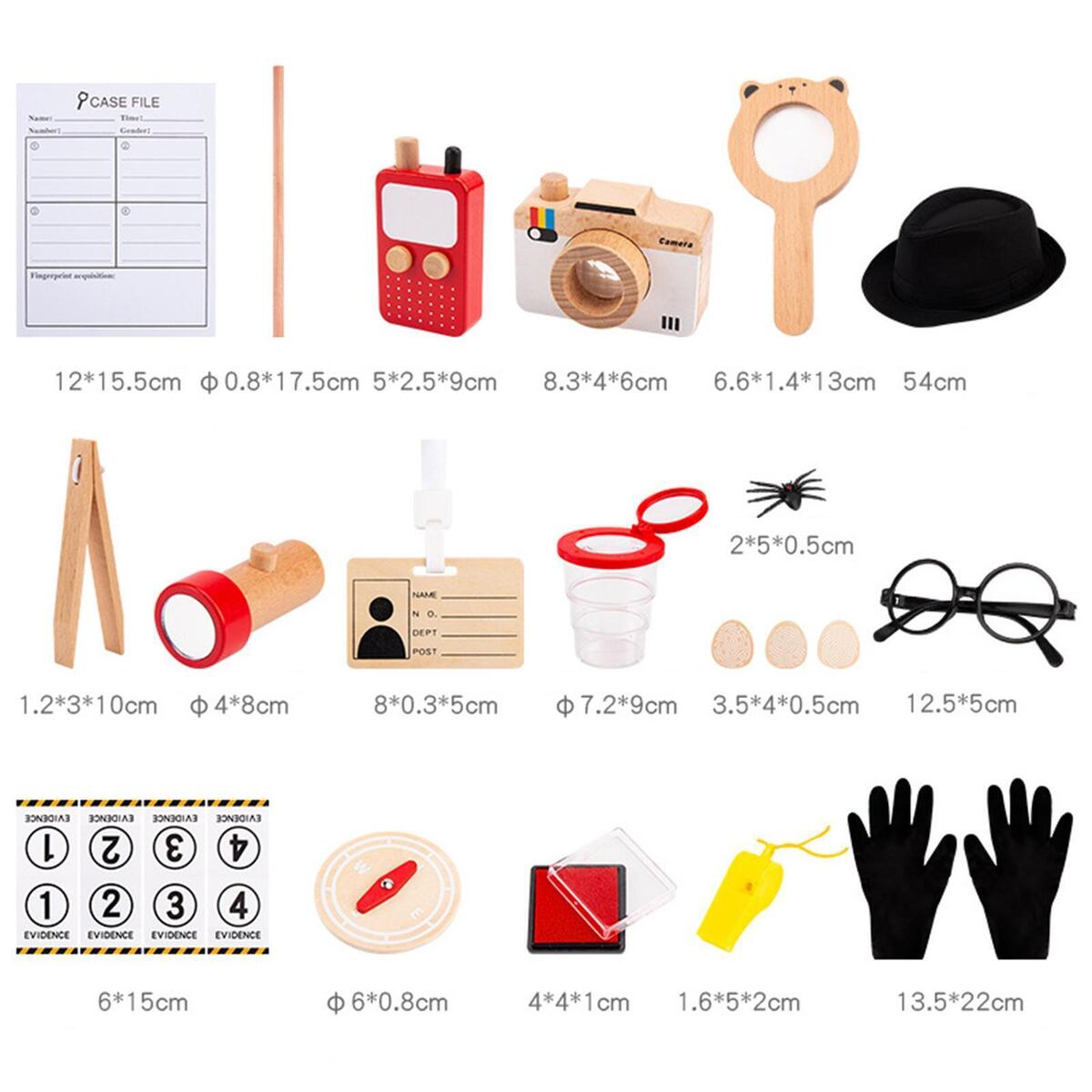 Detective Costume Evidence Card Compass Fingerprint Gloves for Toddlers Kids