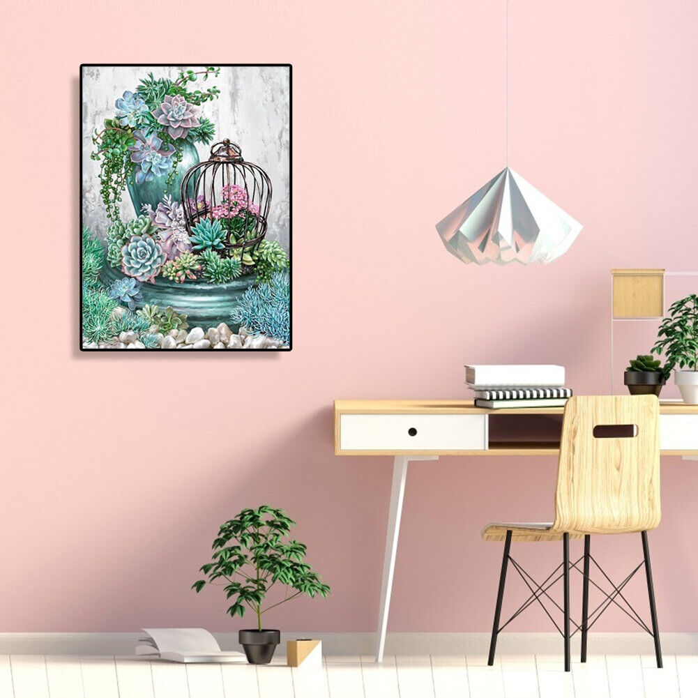 Painting By Numbers Kit DIY Succulent Plants Canvas Oil Art Picture Craft