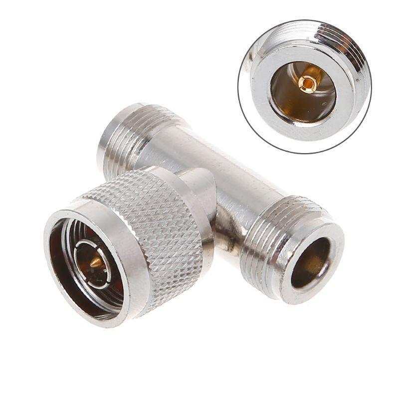 T Shape N Male To 2 N Female Triple RF Connector 3-way Coaxial Adapter