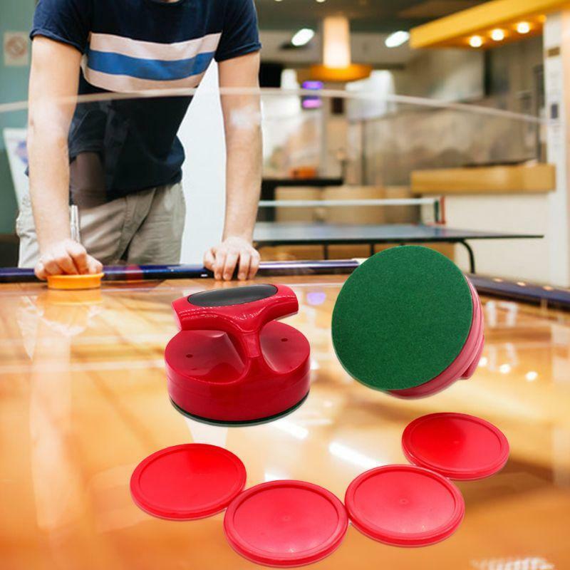 Air Hockey Pushers and Red Air Hockey Pucks for Game Tables 2 Strikers 4 Pucks