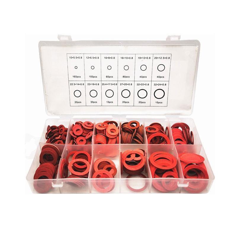 600Pcs Red Steel Paper Metric Sealing Washers for Sump Plugs For Tap Seal Ring