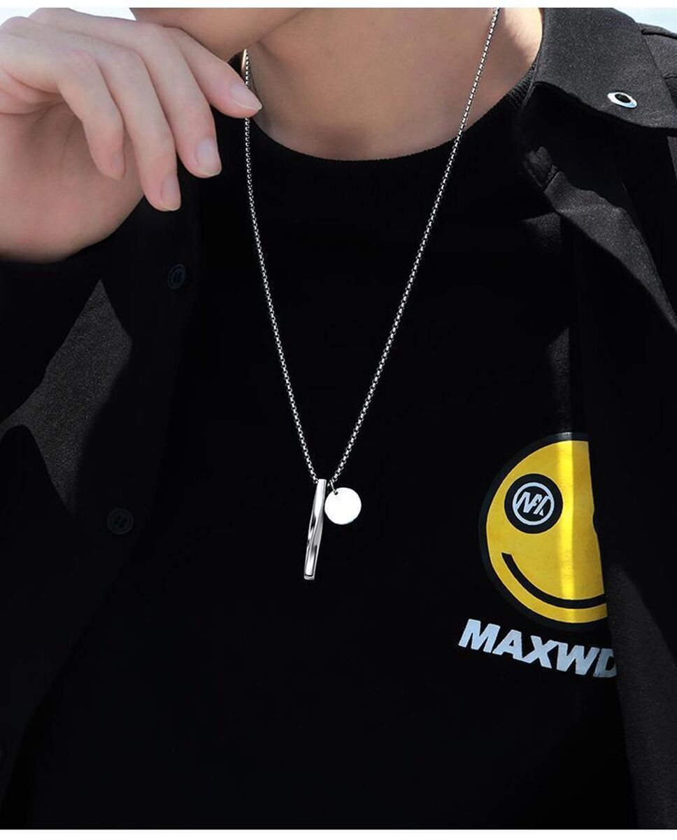 Fashion Trendy Jewelry Men Pendant Rectangle Stainless Steel Chain Necklace