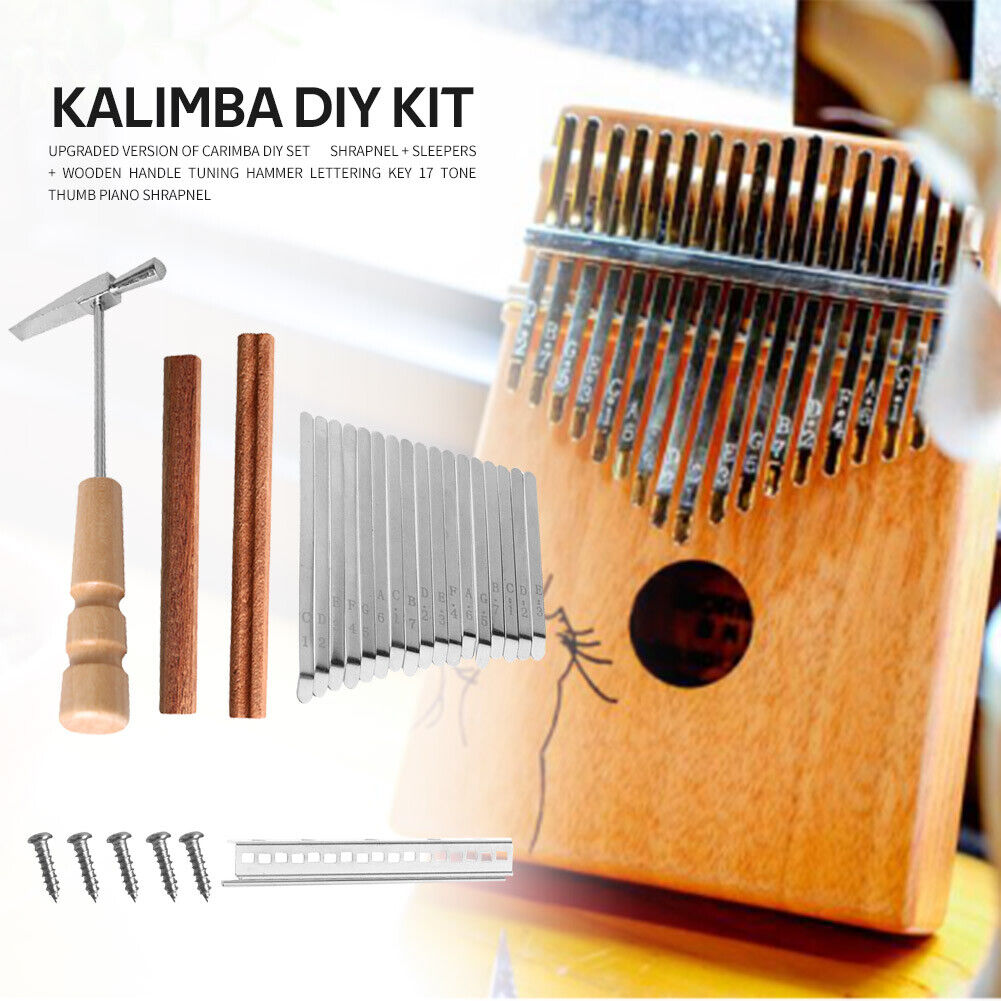 17 Keys Kalimba DIY Replacement Parts with Keys Bridge Tuning Hammer Kit