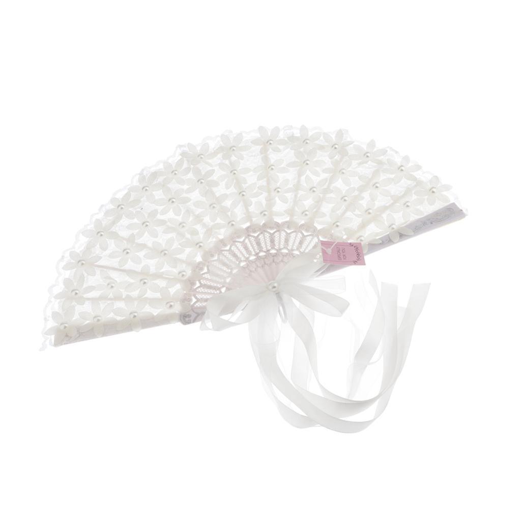 Classic Foldable Lace Flower Fan Wedding Ceremony Photo Props Bride White