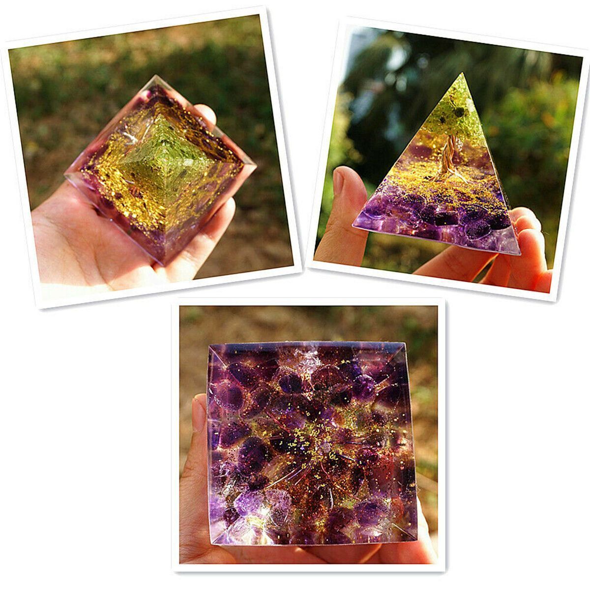 Crystal Chakra Orgone Pyramid Energy Orgone Stone Amethyst Peridot Crystal