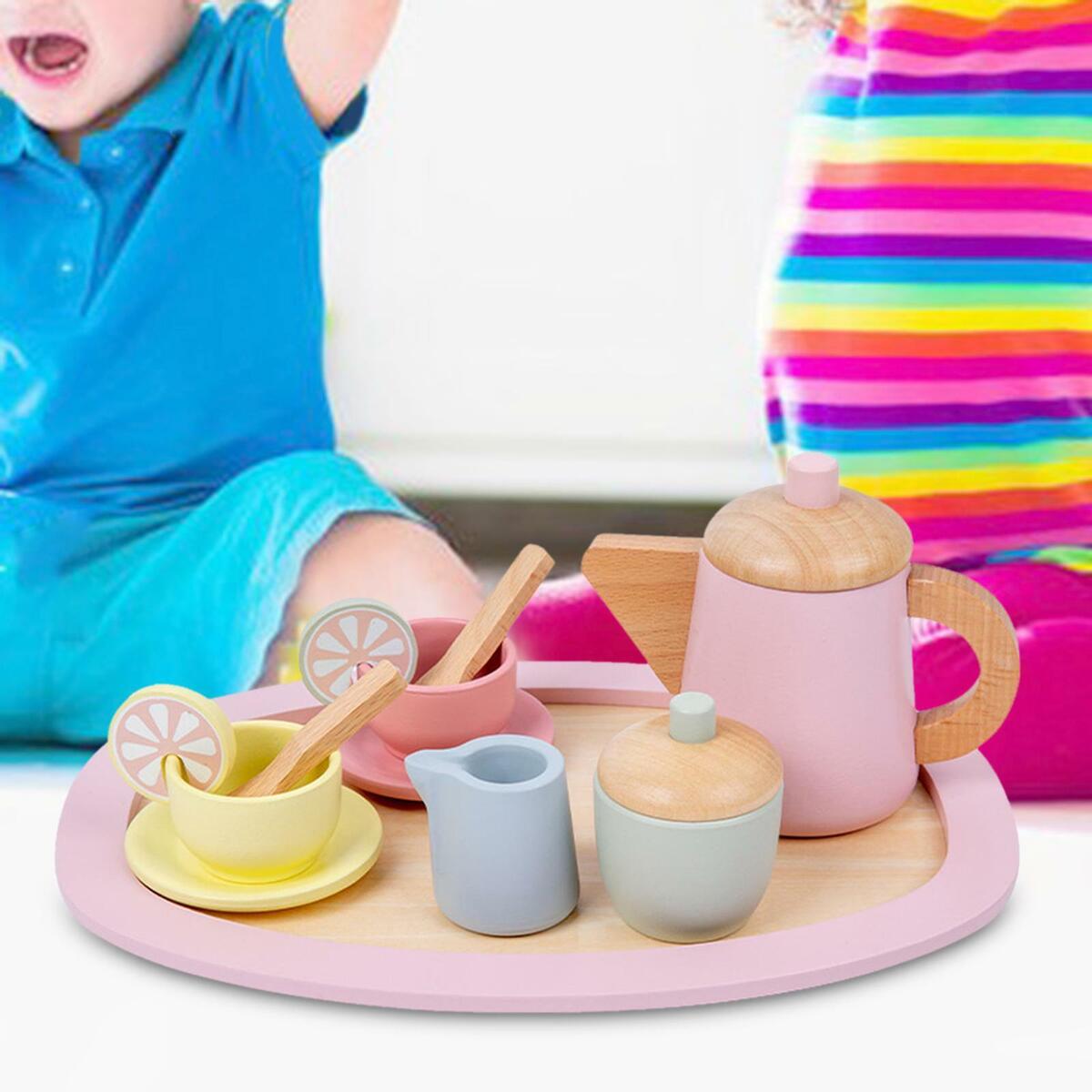 Wooden Tea Party Set   with Accessories for Toddlers