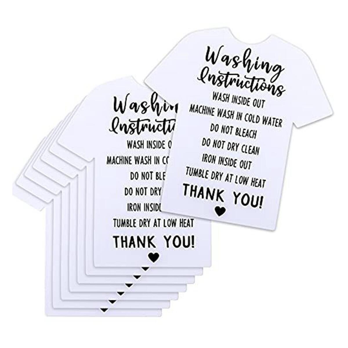 150Pcs T Shirt Washing Instructions Cards 3.5inch Shirt Care Cleaning Card