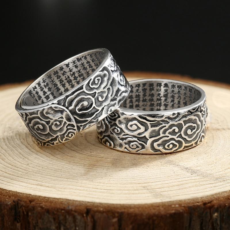 Lucky Carving Scripture Adjustable Rings Feng Shui Amulet Wealth Lucky Open Ring