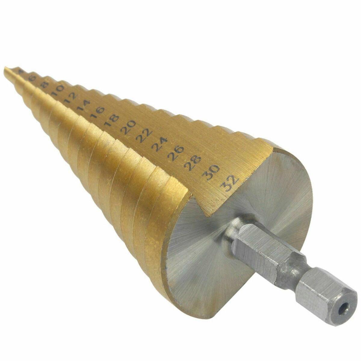 3pcs Spiral Grooved Step Drill  , High  Steel Titanium Coated, HSS