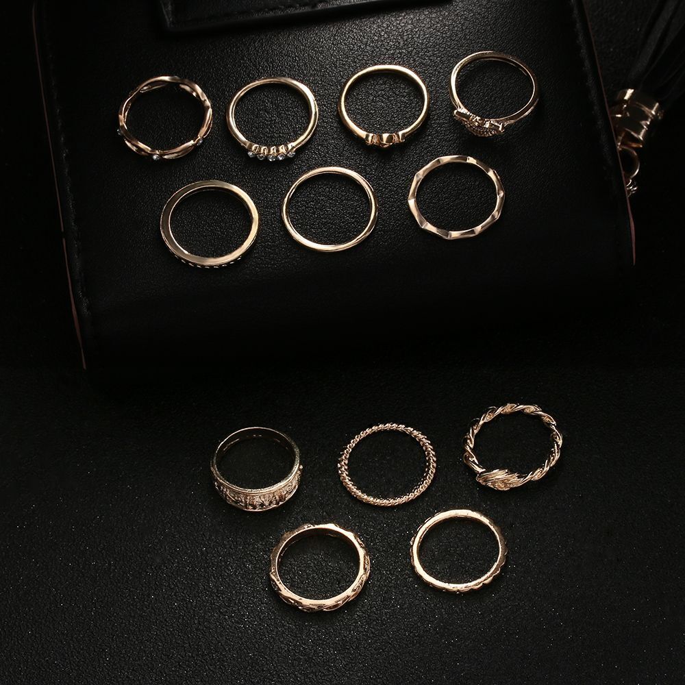 Punk Band Women  Boho Jewelry Stacking Knuckle Finger Ring Crystal Rhinestone