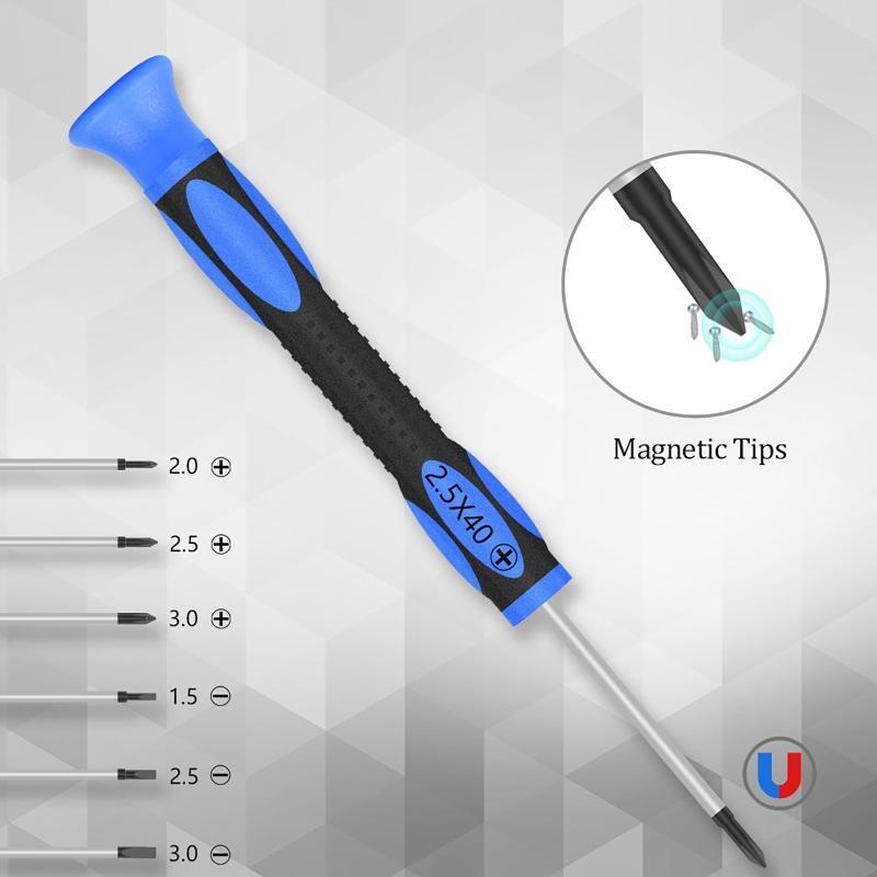 Eyeglass Repair Kit with 6 Pcs Magnetic Screwdrivers and Glass Screw Tweezers