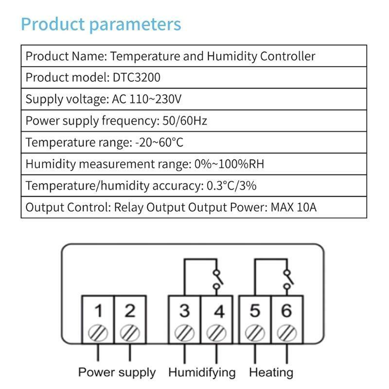 Thermostat Humidistat AC 110V 220V Temperature Humidity Controller for Incubator
