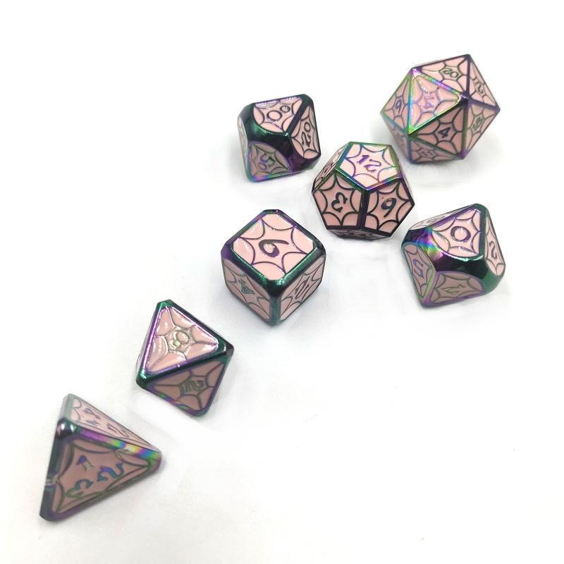 7Pcs Zinc Alloy Multi-faceted Dice Set Digital Number Cubes Various Shapes Dices