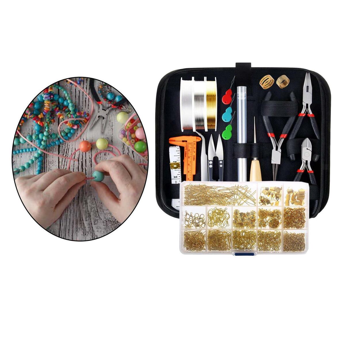 Jewelry   Kit with Pliers Jewelry Findings Craft with Zipper Case
