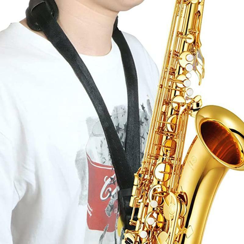 Saxophone Neck Strap PU Leather Soft Sax Strap Pad for Alto Sax Tenor Clarinet
