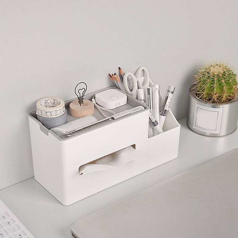 Tissue Box Multifunction Tissue Boxes Desktop Draw Paper Case Storage Container