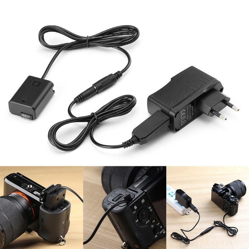 NP-FW50 Dummy Battery Eliminator + 5V 3A EU USB Power Adapter for -Sony Cameras