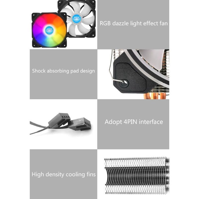 CPU Cooling Fan Cooler w/ Muffler PWM 6 Direct Contact Heatpipe Chassis Radiator