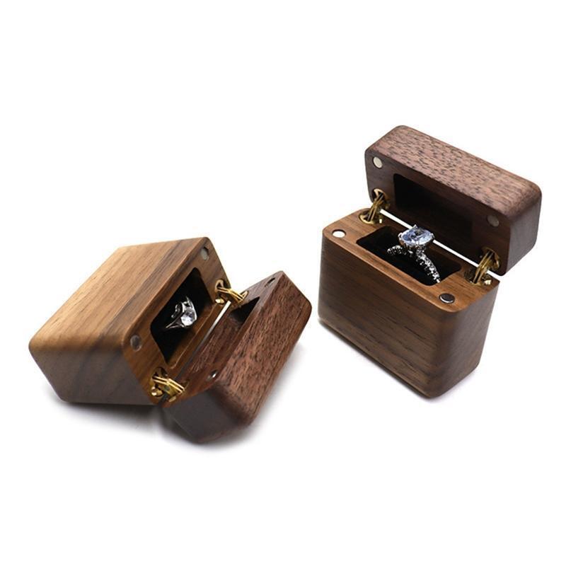 Ring Box Protection Case Wedding Ring Box with 1 Slot Handcraft Ring Box for Men