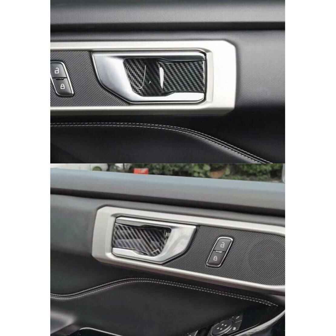 Carbon Fiber Style ABS Door Handle Bowl Cover Trim fit for Ford Explorer 2020-21