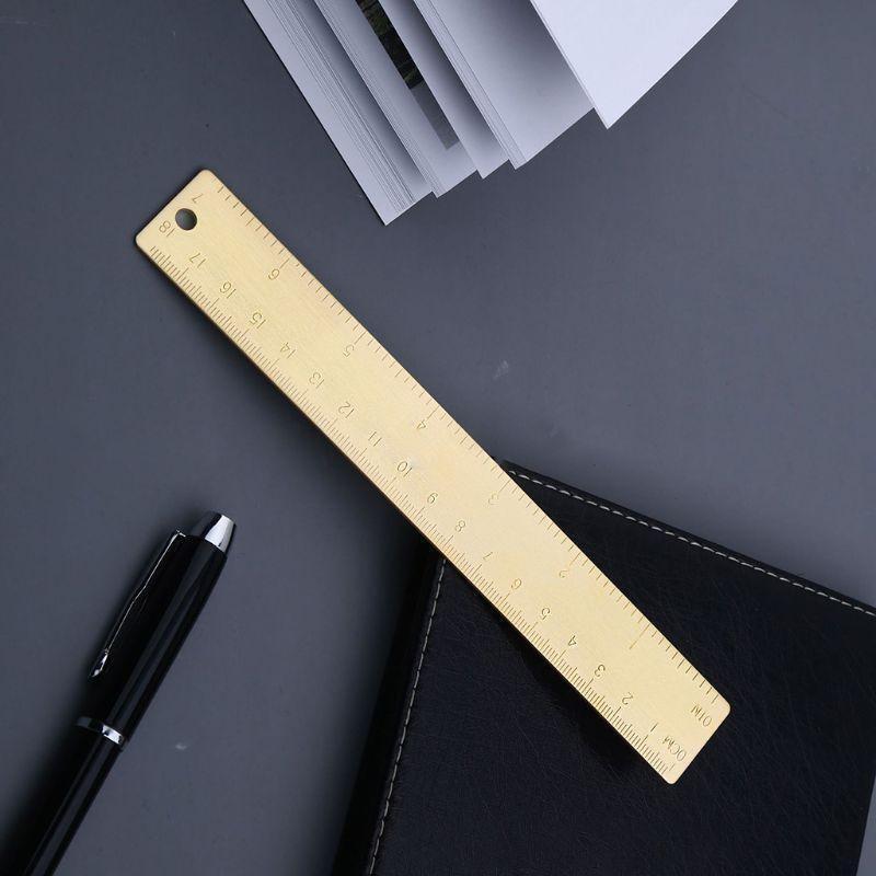 18cm Brass Ruler Bookmark Label Book Mark Cartography Painting Measuring Tool