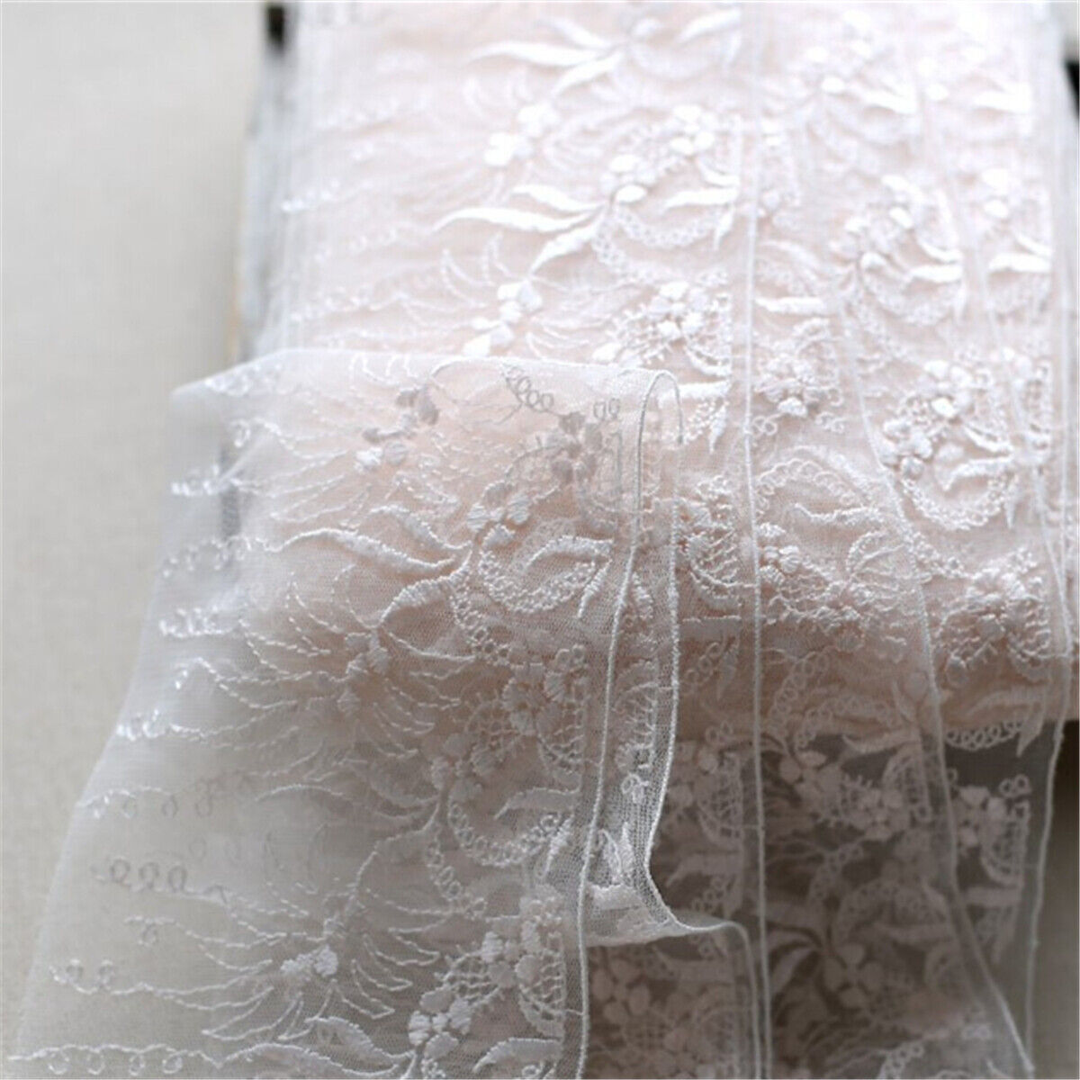 1M Embroidered Net Lace Trim Ribbon Dress Skirt Handicrafts Decor DIY Wide 12cm