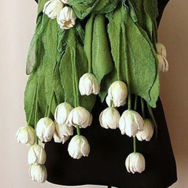 Winter Flower Scarf Soft Warmer Long Shawl for Driving Running Cycling Hiking