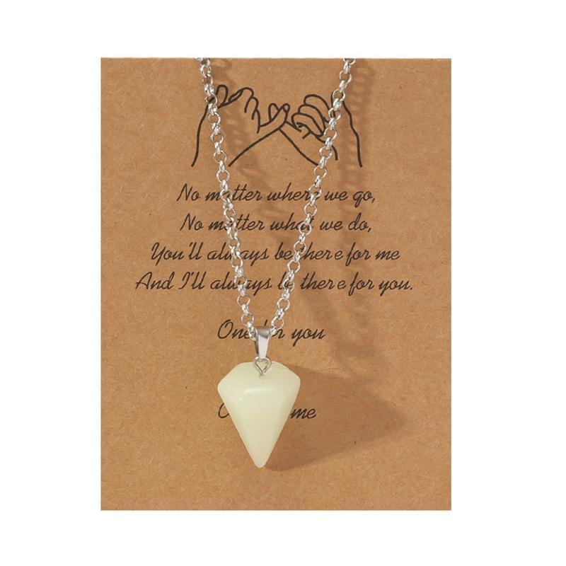 Tapered Natural Stone Hexagonal Column Pendant Necklace with Card Gift Jewelry
