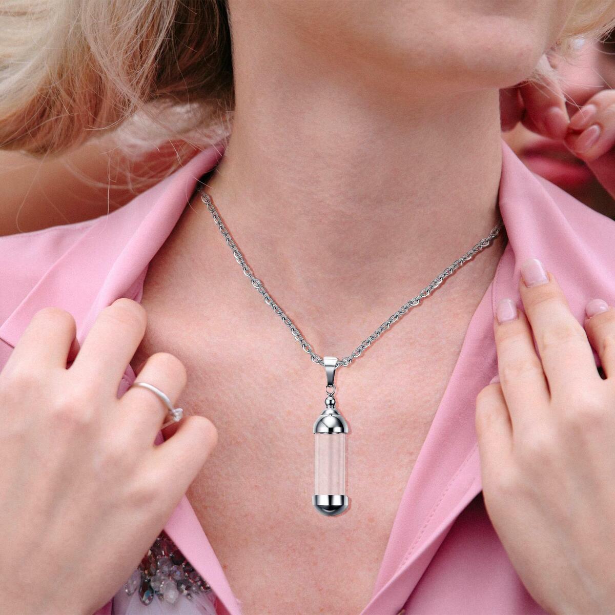 Stainless Steel Screw   Tube  Bottle Urn Vial Charms Pendant Necklace