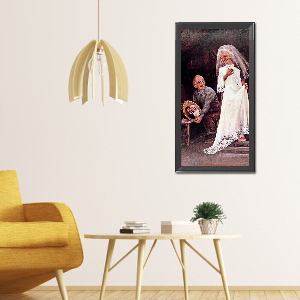 Home Diamond Painting 5D DIY Oil Painting Old Couple Full Round Drill Kit