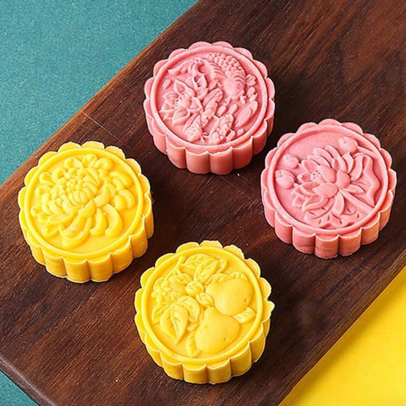 75g Moon Cake Moulds Flowers Fish Shaped Design Hand Pressure Fondant Decoration