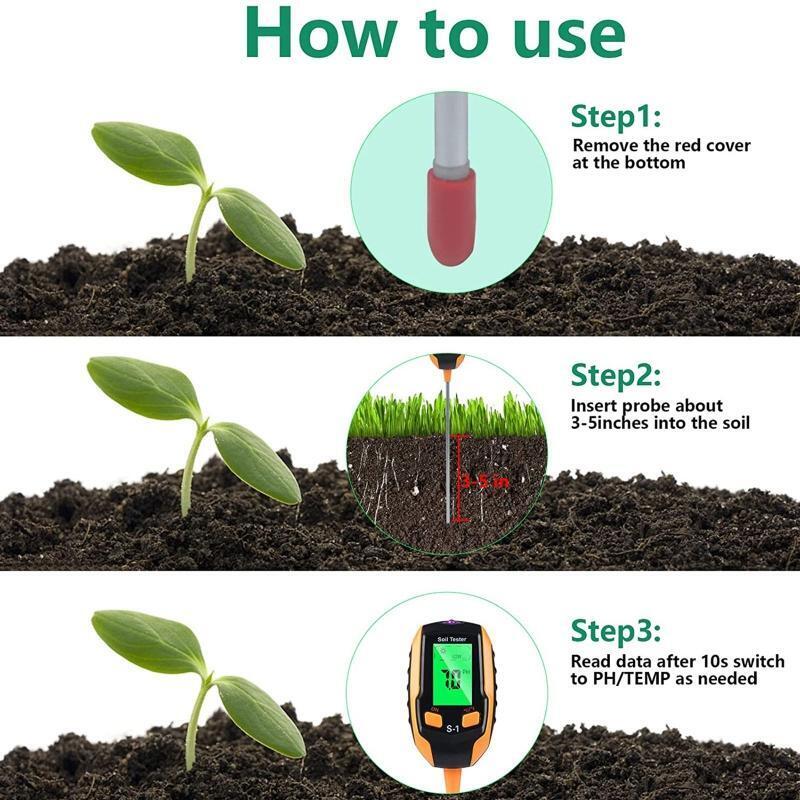 4-in-1 Soil Tester Moisture Light/PH/Temperature Humidity Tester for Flowers
