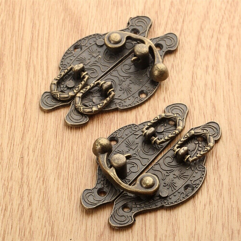 2x Metal Jewelry Gift Wood Box Latch Clasps Hasps Toolbox Cabinet Latch Hardware