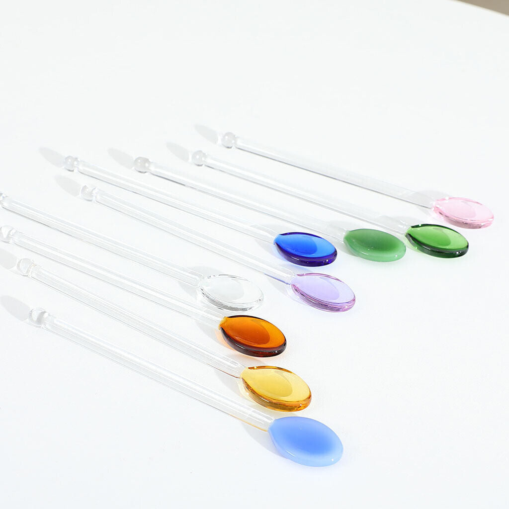 10x Glass Teaspoons Dishwasher Safe Stirring Spoon for Stirring Coffee Bar Pink