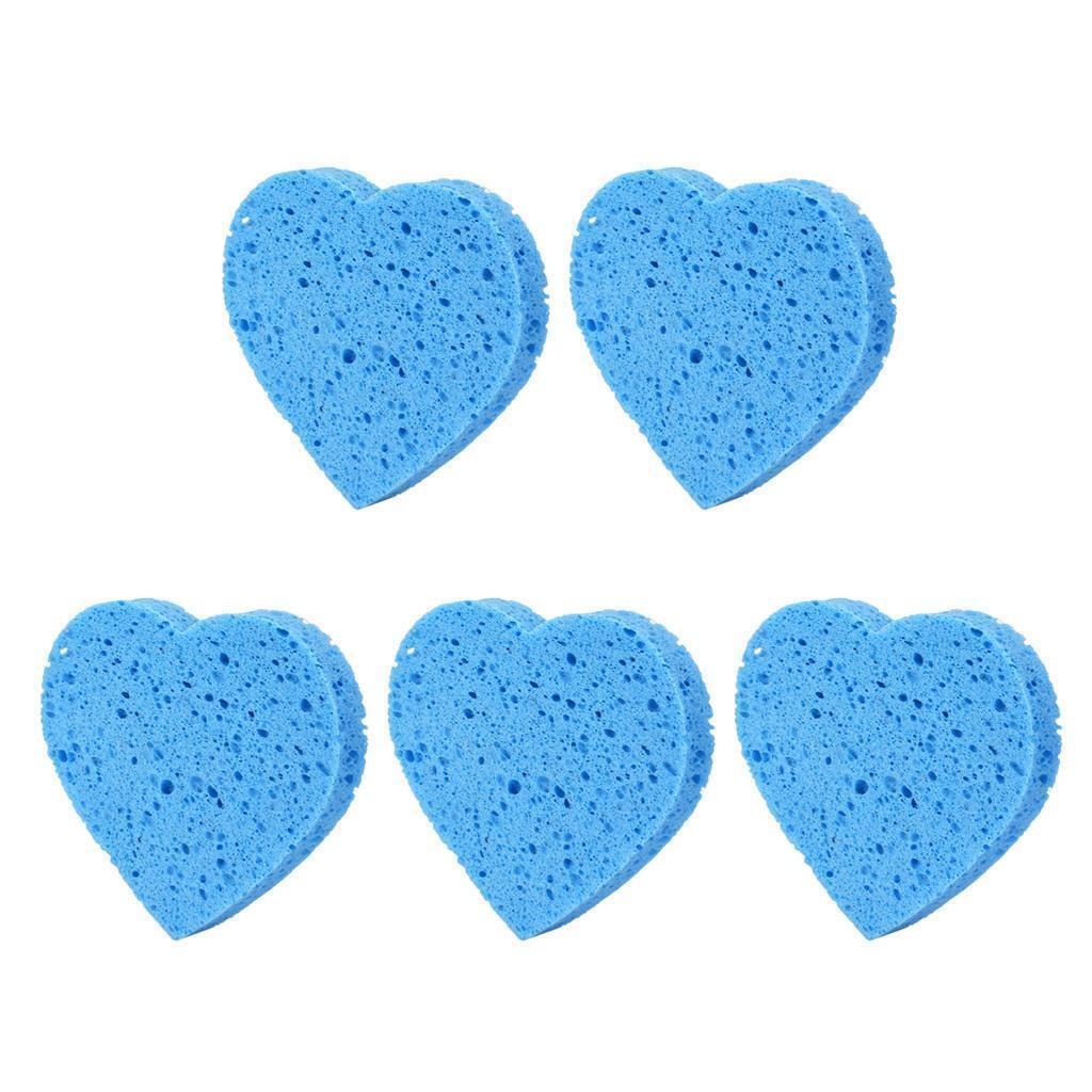5x Heart Shape Face Cleansing Puff Cosmetic Removal Natural Cellulose Sponge