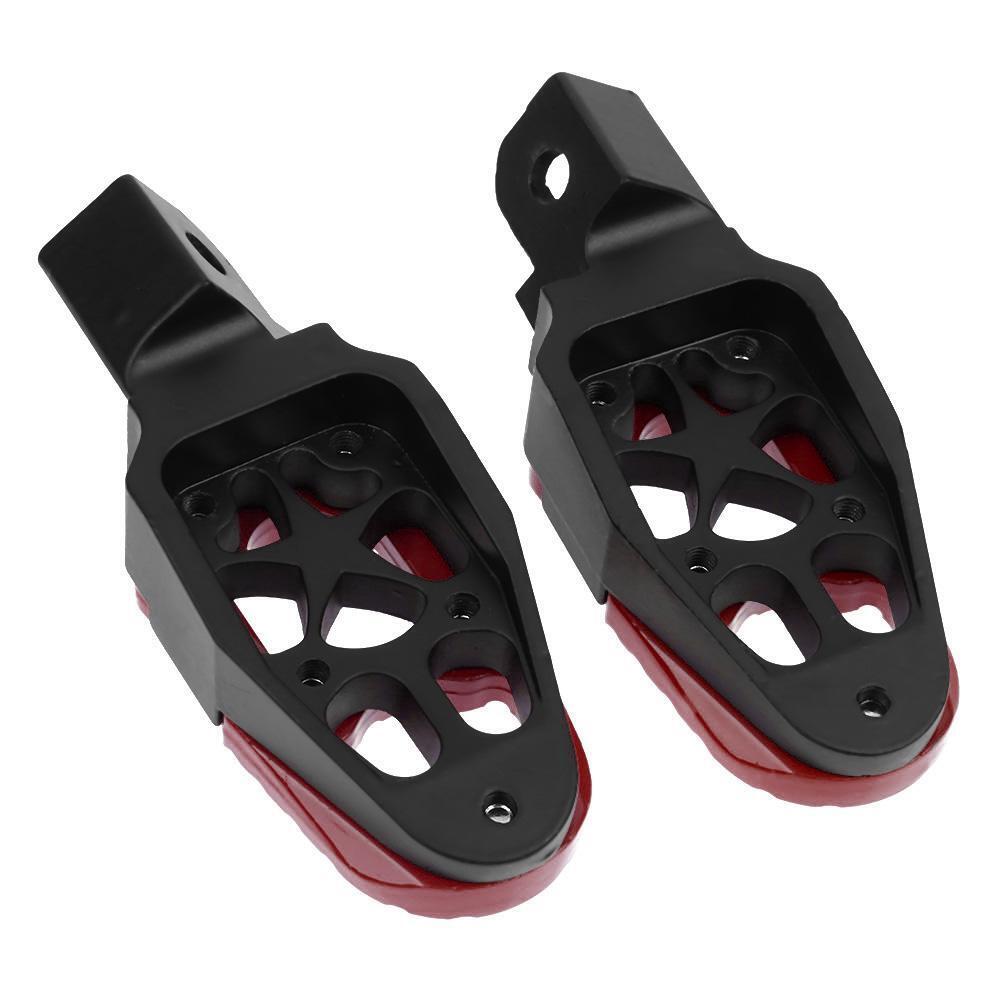 2pcs Universal 8mm Metal Motorcycle Foot Pedals Footrests w/ Spring(Red)