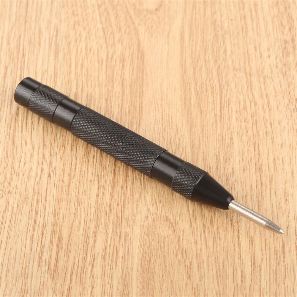 1Pc Black Metal Wood Marking Locator HSS Spring Loaded Automatic Center Punch