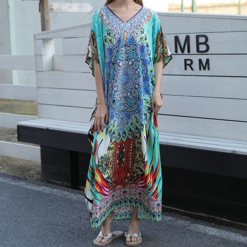 One Piece Sleeping Shirt Dress Swimsuit Cover Up Color Printed Beachwear Cover