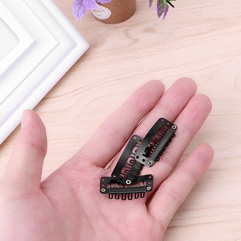 40 Pcs 32mm Black U Shape Snap Metal Clips For Hair Extensions Weft Clip-on New