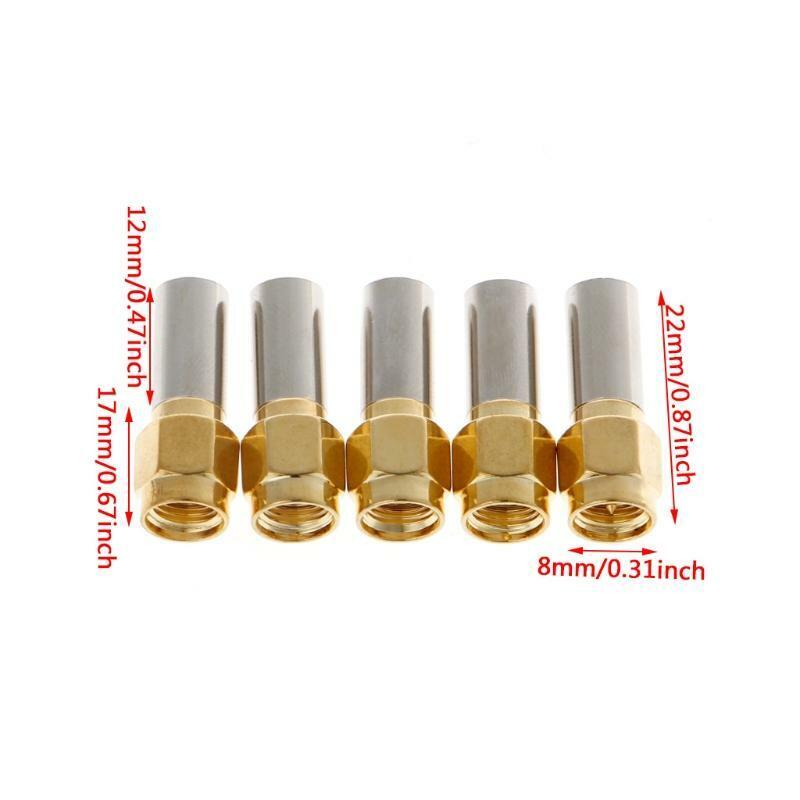 5 Pcs SMA Male Plug RF Coaxial Connector Crimp For RG58 RG142 RG400 LMR195 RG223