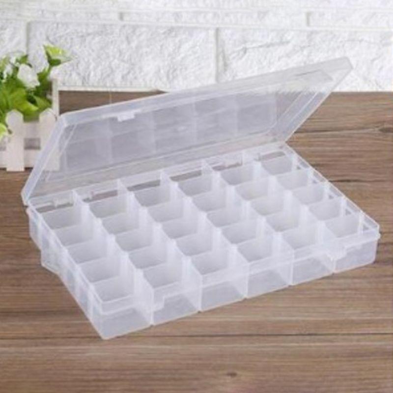 36 Grid Plastic Storage Jewelry Box Organizer Container with Adjustable Dividers