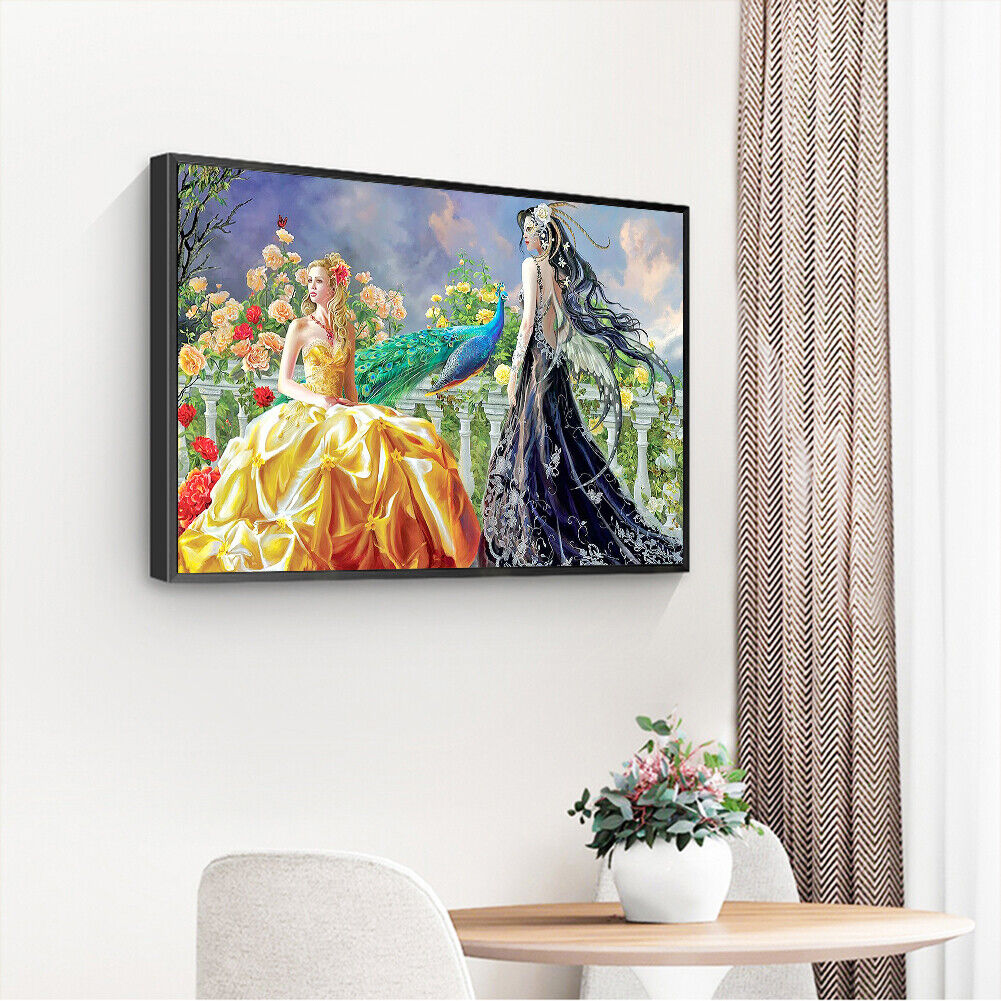 Drill Picture Round DIY Fairy Beauty in Garden Painting Full 5D Diamond Kit