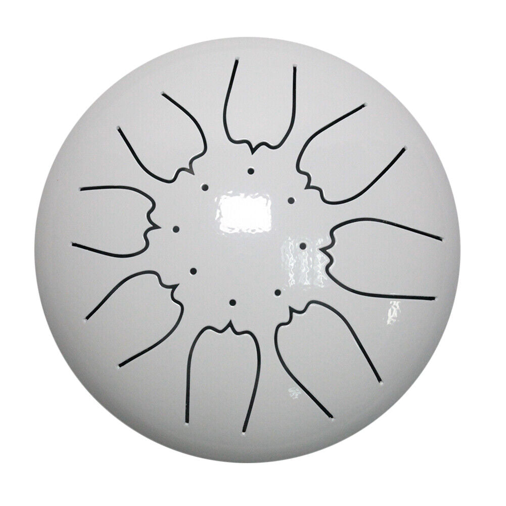 6 inch 8 Tune Steel Tongue Drum Set with Drumstick Pad Carrying Bag (White)