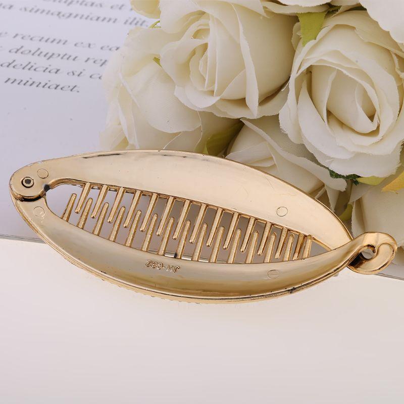 2Pcs Shiny Crystal Hair Claw Banana Clip Fish Shape Barrettes Hairpins For Women